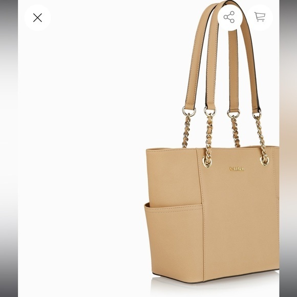 NWOT Calvin Klein Saffiano Tote Leather Beige‎ Handbag - Picture 4 of 14